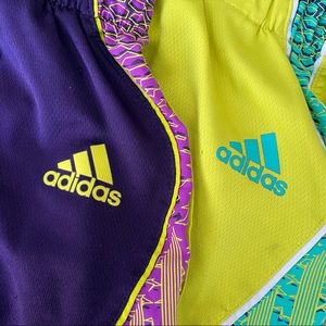Adidas Bundle Workout Shorts Neon Yellow/Purple Size Medium